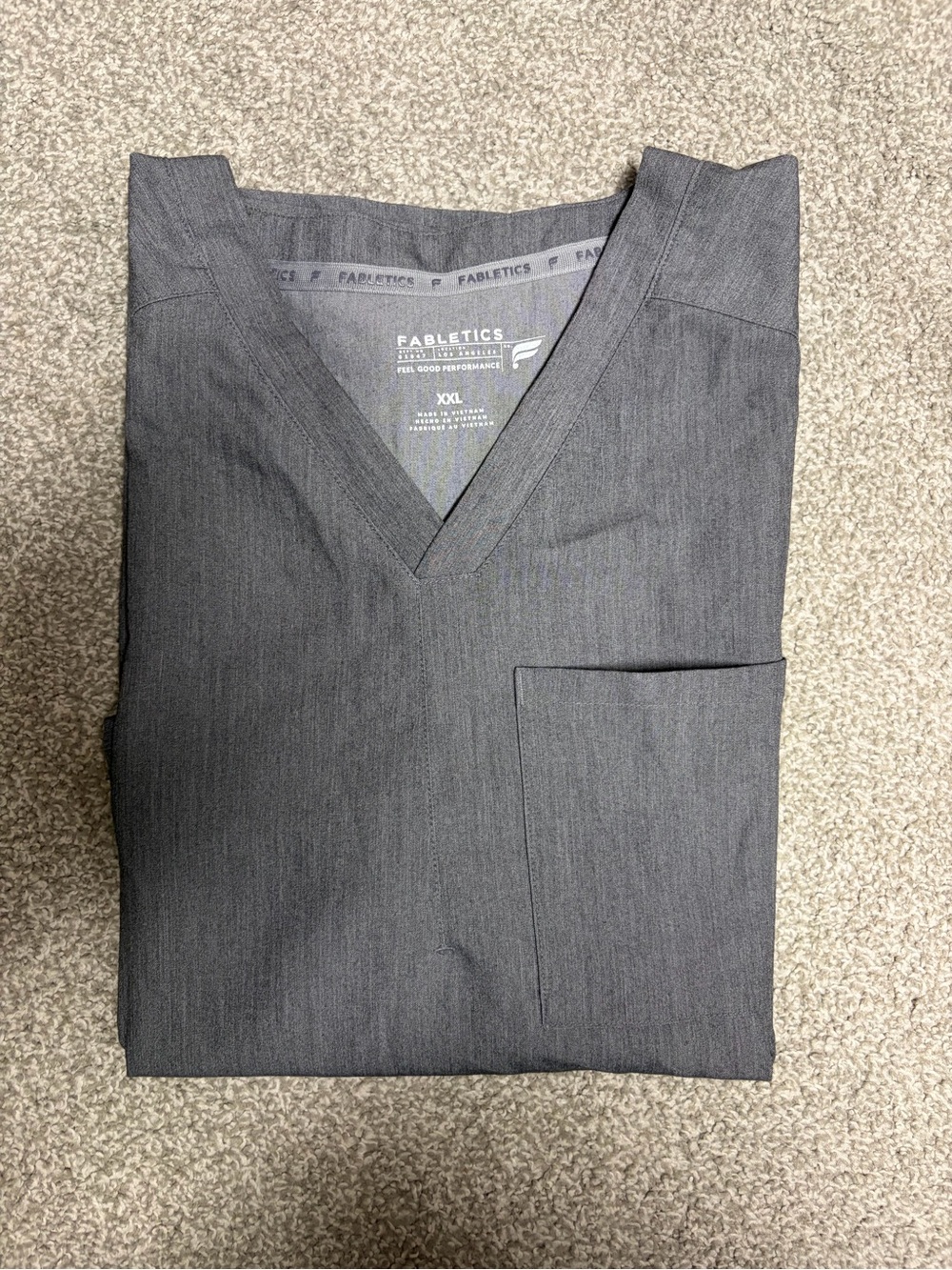 Fabletics Charcoal V‑Neck Scrub Top men’s xxl